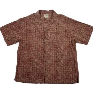 L.L. Bean Vintage Shirt Men's Button Up Aztec Tiki Loop Hawaiian Casual Size XL